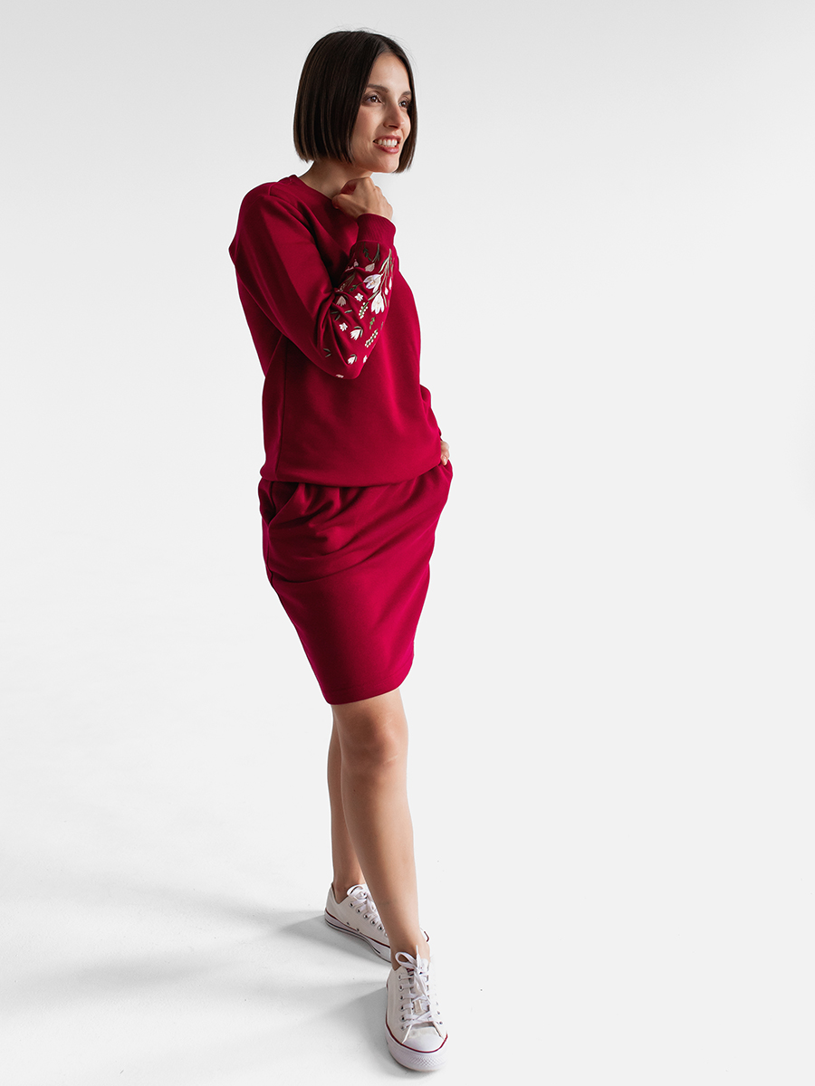 Юбка женская короткая винного цвета