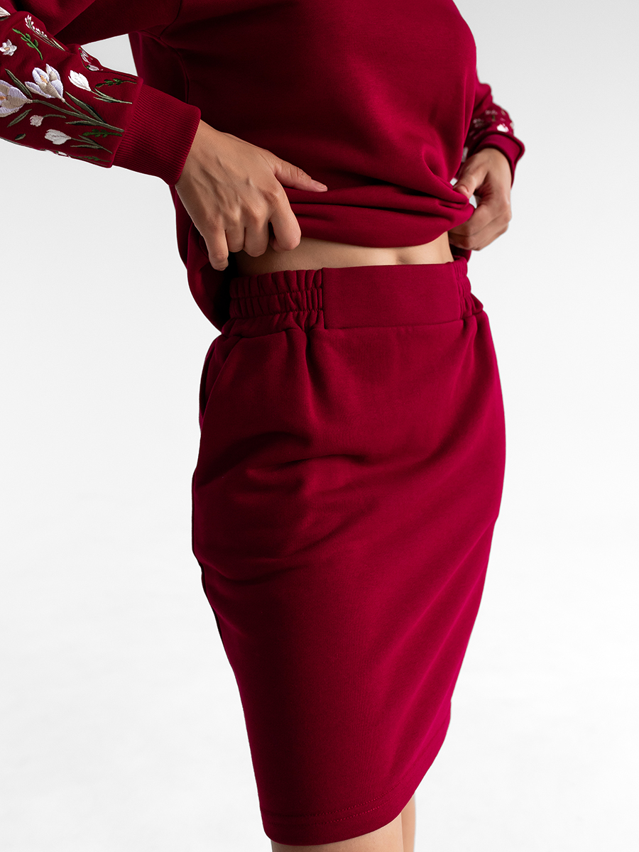 Юбка женская короткая винного цвета