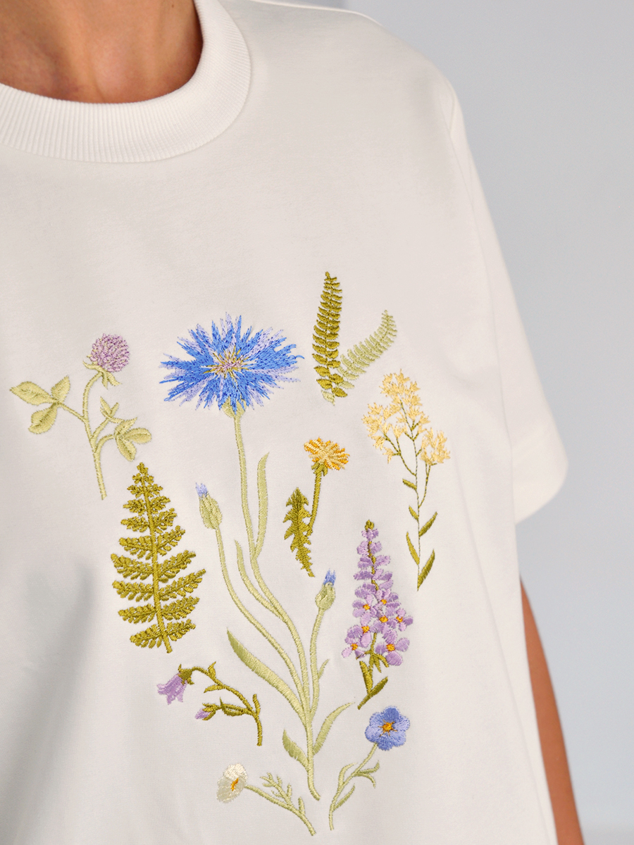 Молочная футболка оверсайз (плотная) с вышивкой «Купалле»