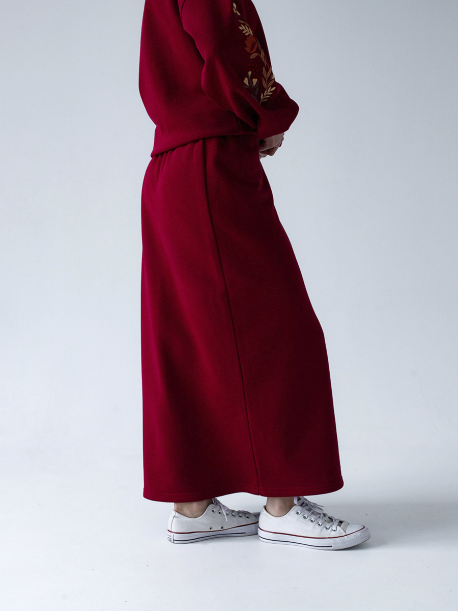 Юбка женская с запахом винного цвета