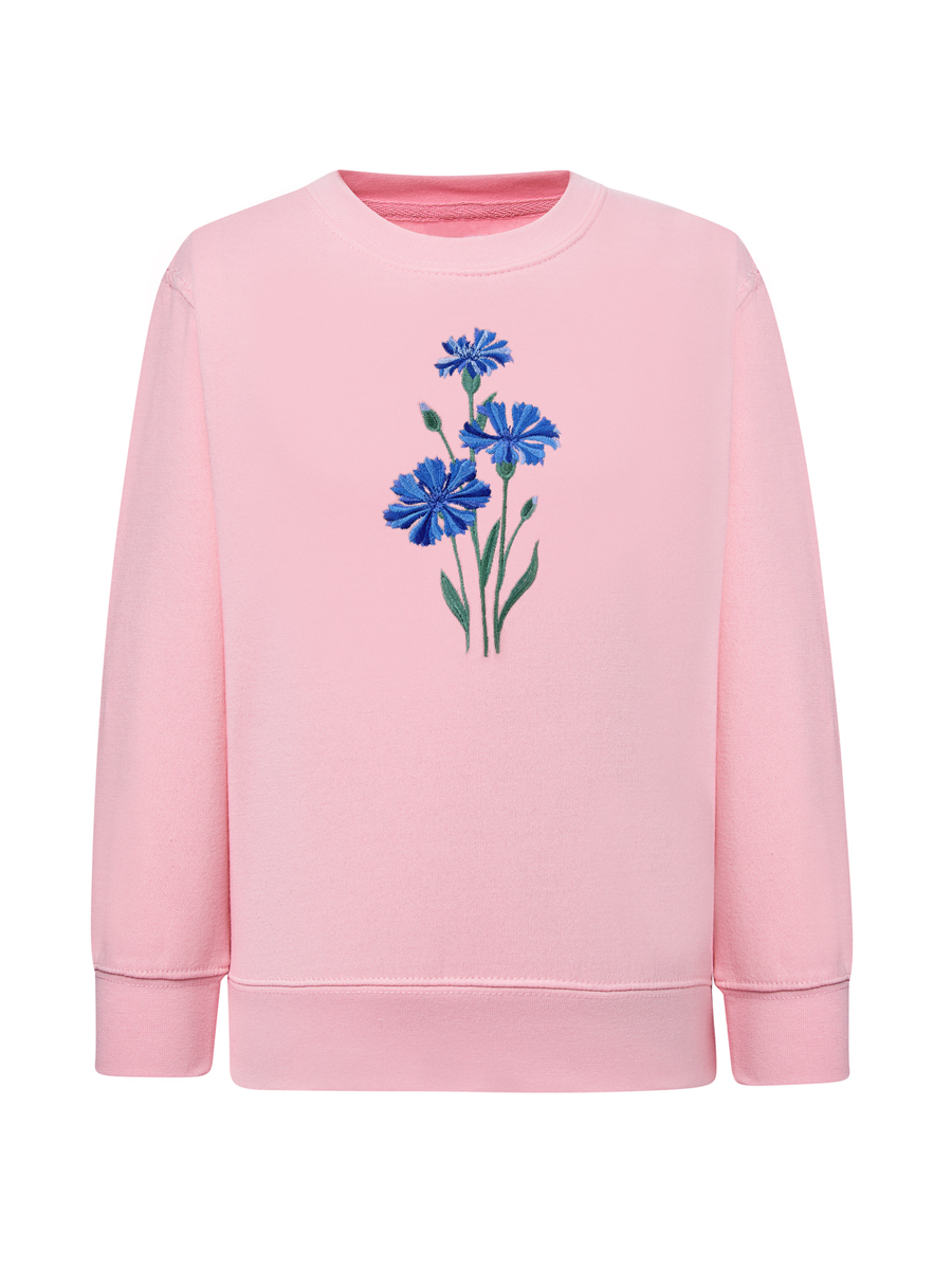 Подростковый розовый свитшот с вышивкой "Василек" 