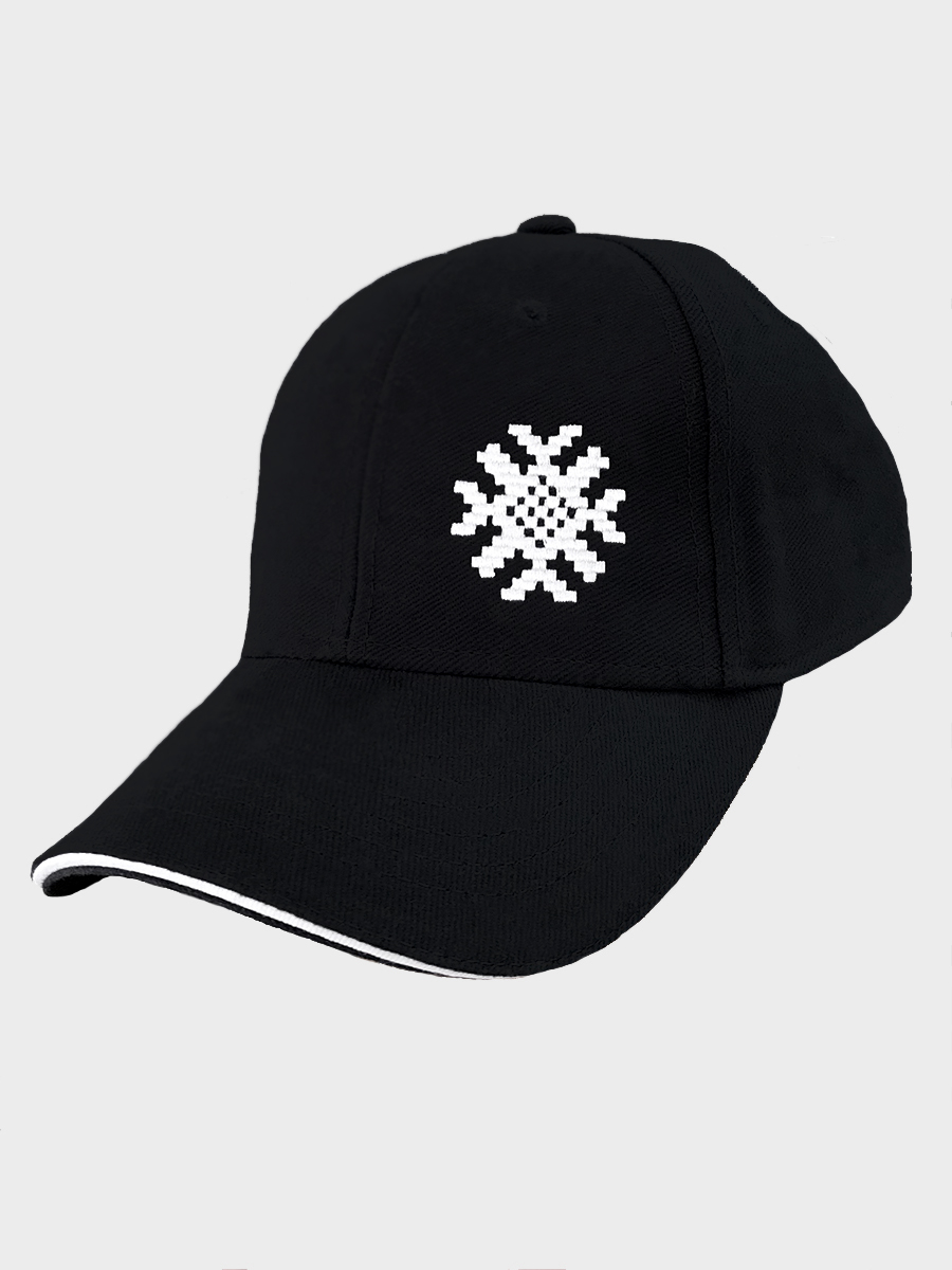 Черная бейсболка сэндвич с белой вышивкой "Ярыла"