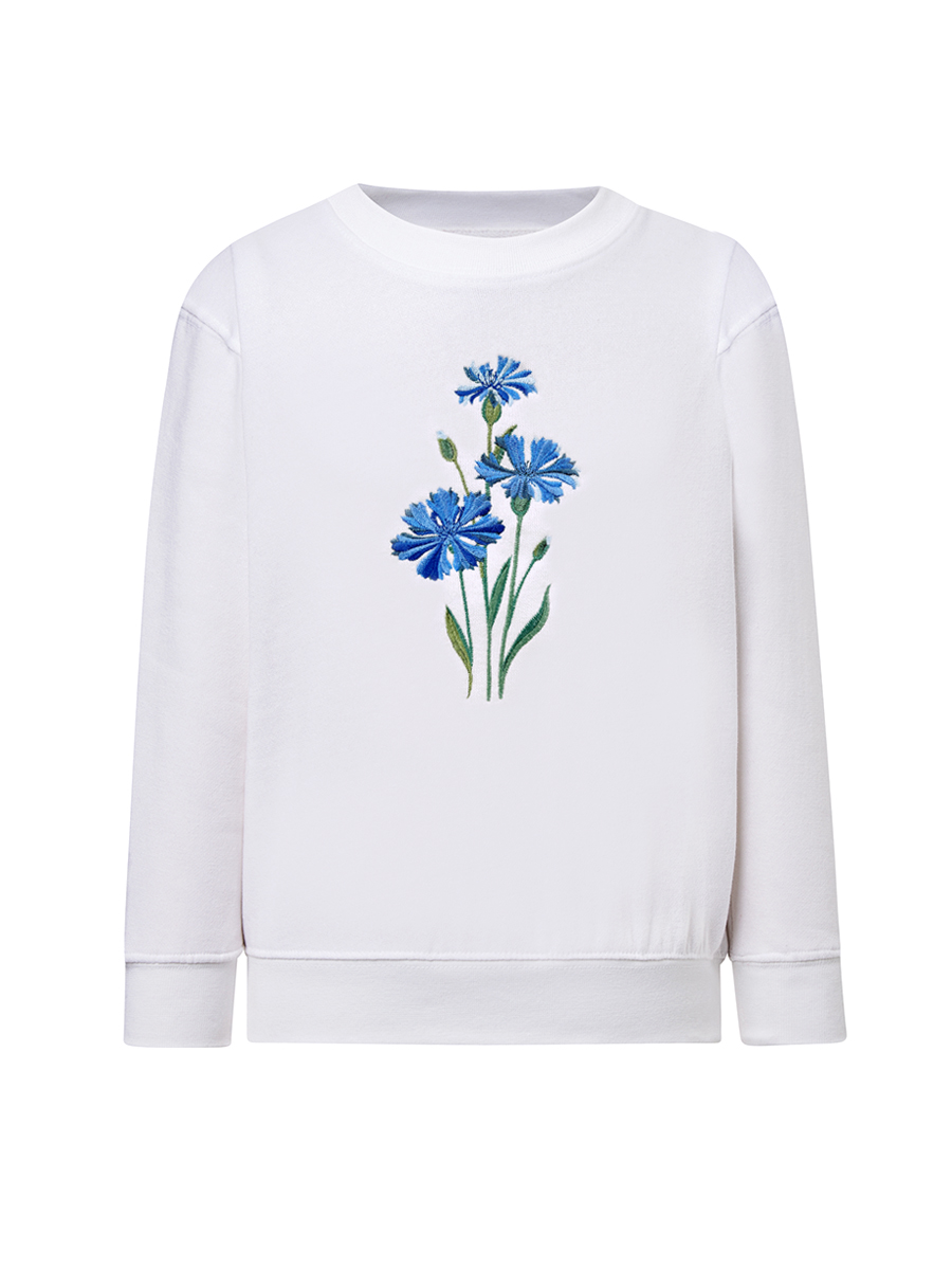Детский белый свитшот с вышивкой "Василек" 