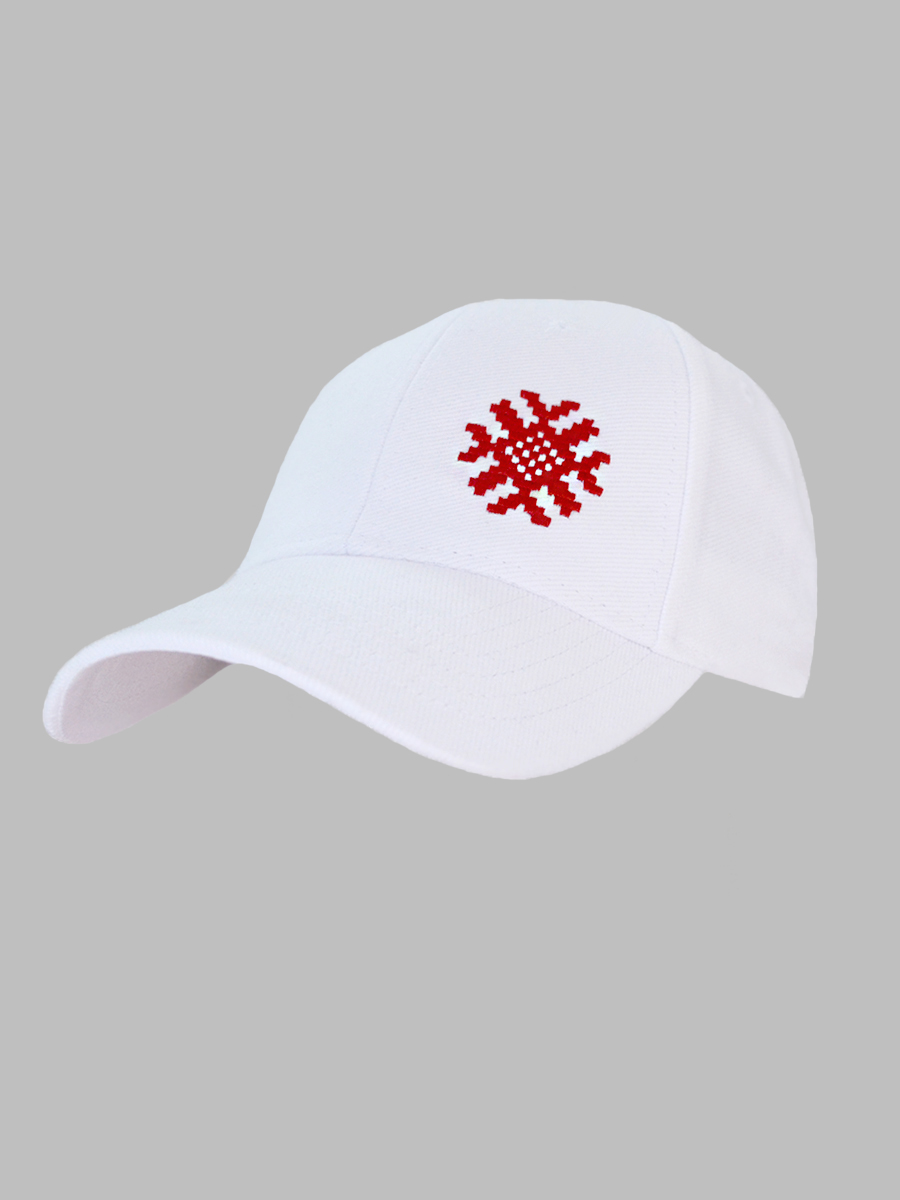 Белая бейсболка с красной вышивкой "Ярыла" 