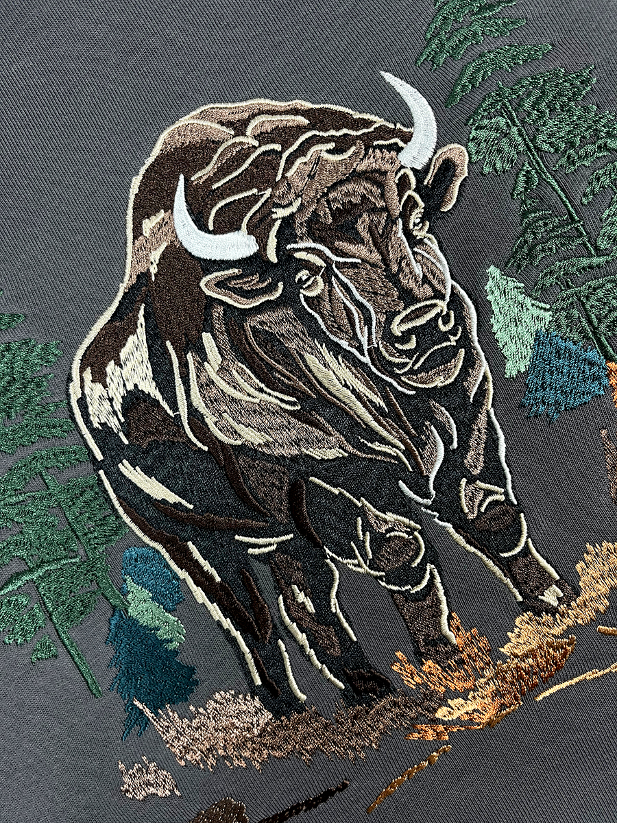 Свитшот мужской графитовый с вышивкой "Зубр" 