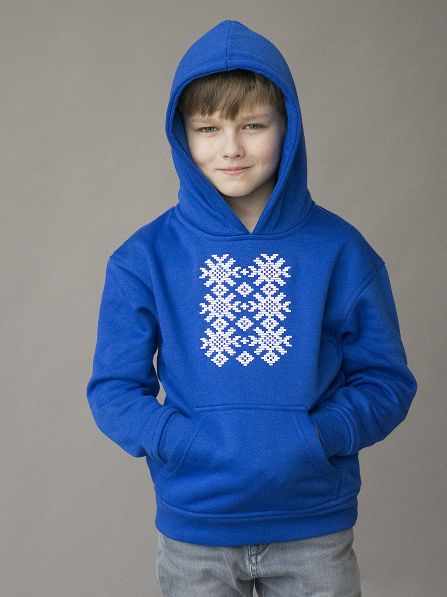 Подростковое васильковое худи с белой вышивкой "Ярыла"
