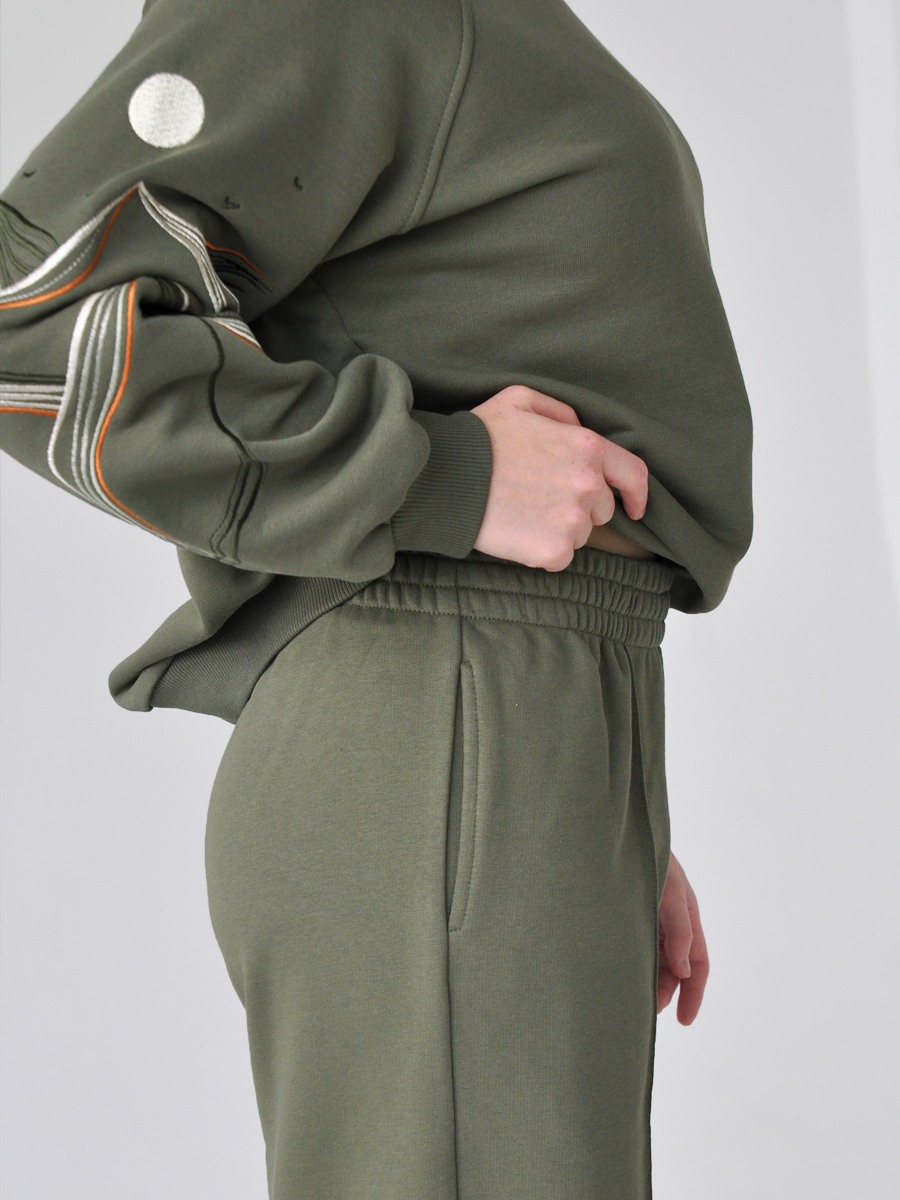 Брюки-палаццо женские цвета хаки