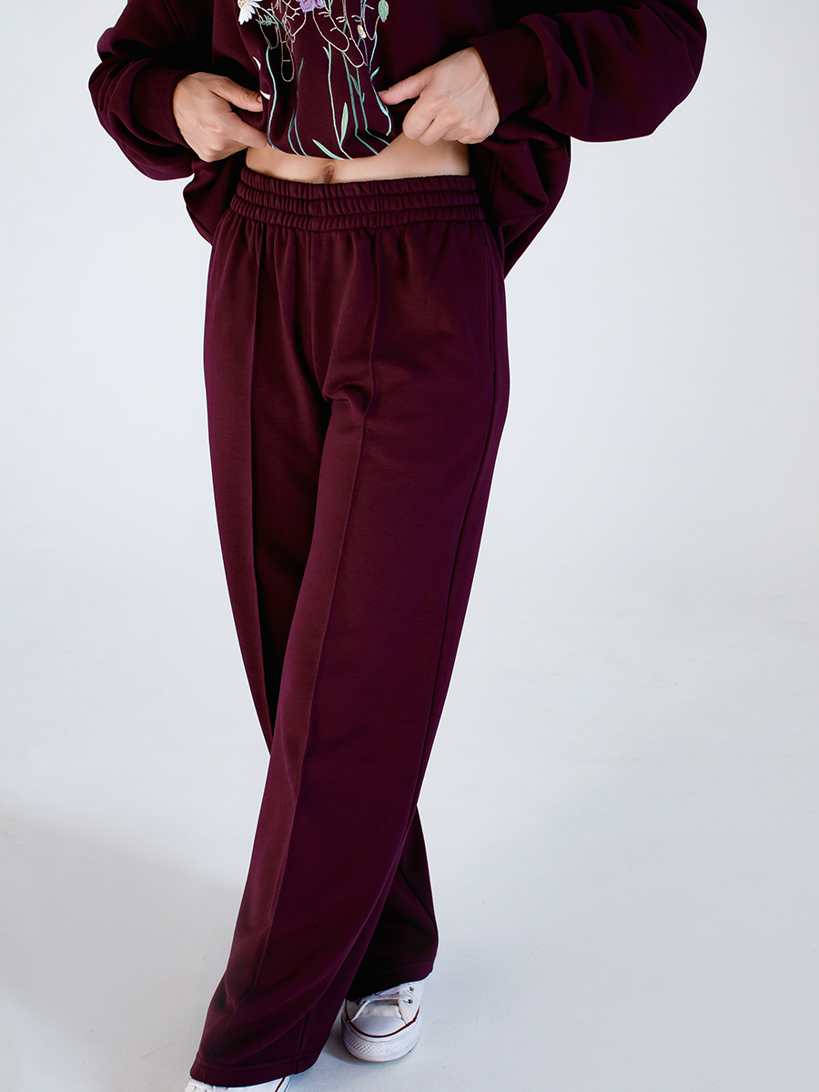 Брюки-палаццо женские баклажановые