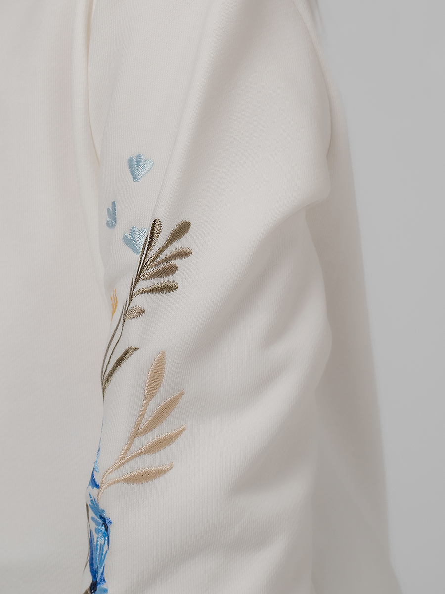 Детский молочный свитшот с вышивкой "Валошкі ў каласах"