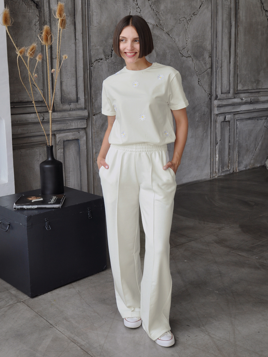 Брюки-палаццо женские молочные