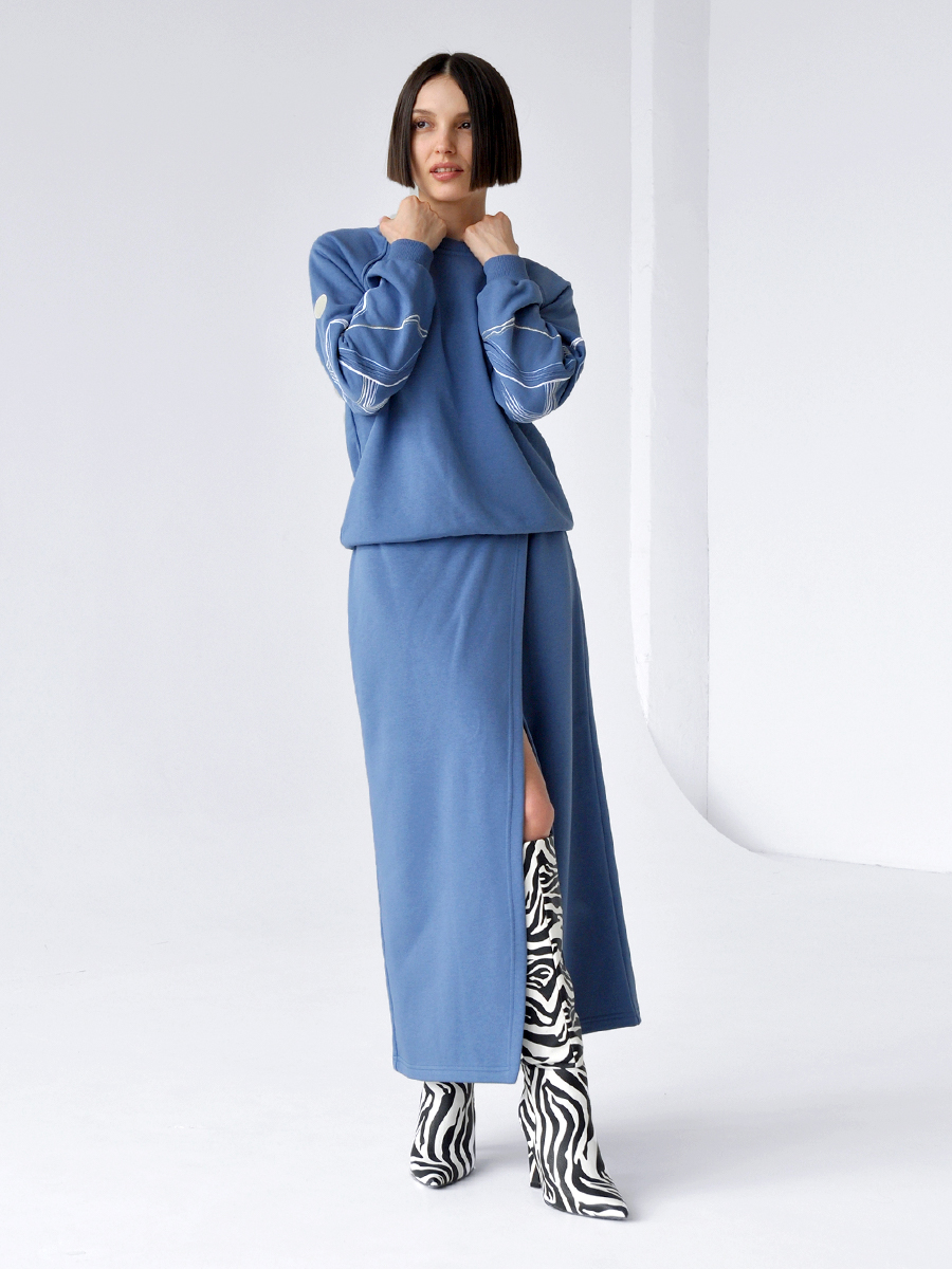 Юбка женская с запахом джинсового цвета