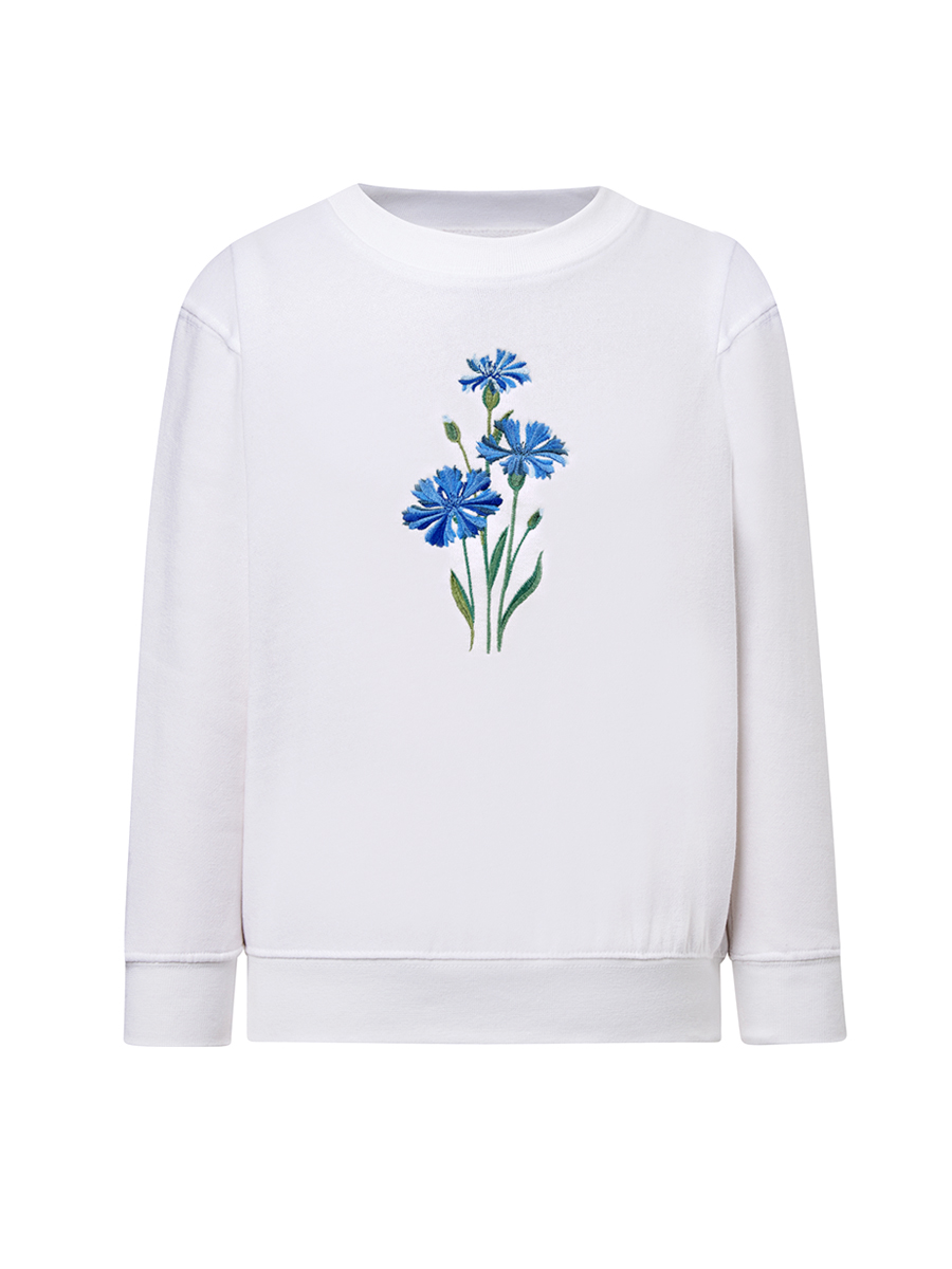 Подростковый белый свитшот с вышивкой "Василек" 