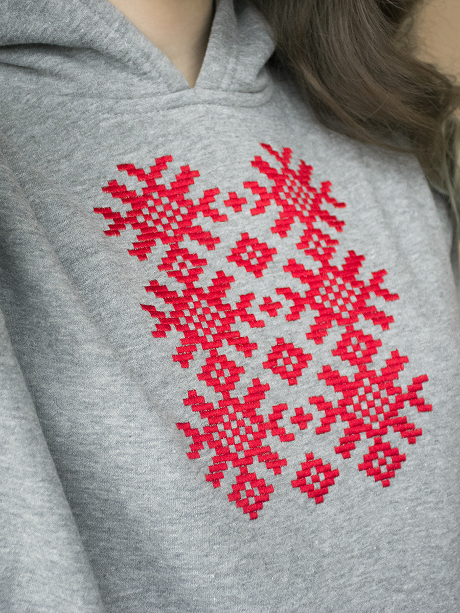 Подростковое серое худи с красной вышивкой "Ярыла" 