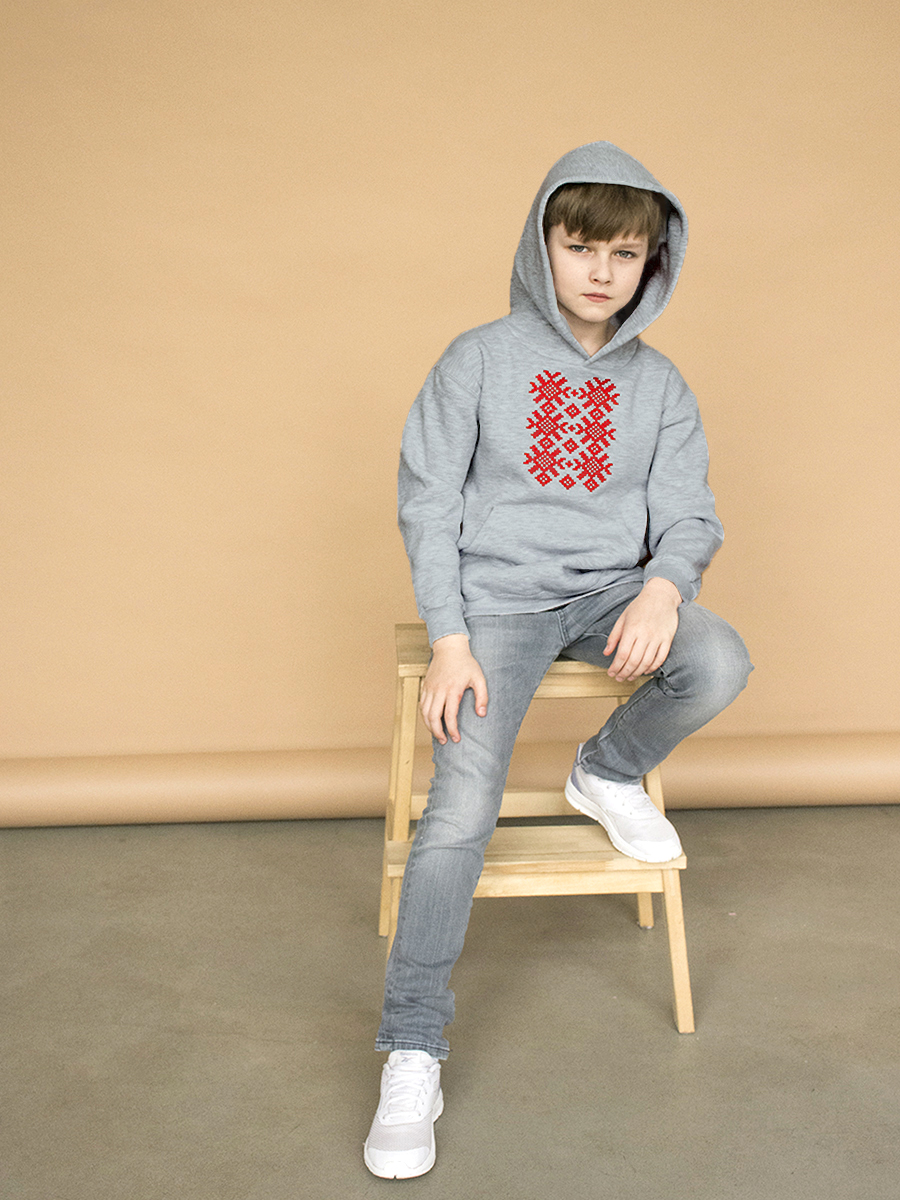 Детское серое худи с красной вышивкой "Ярыла" 