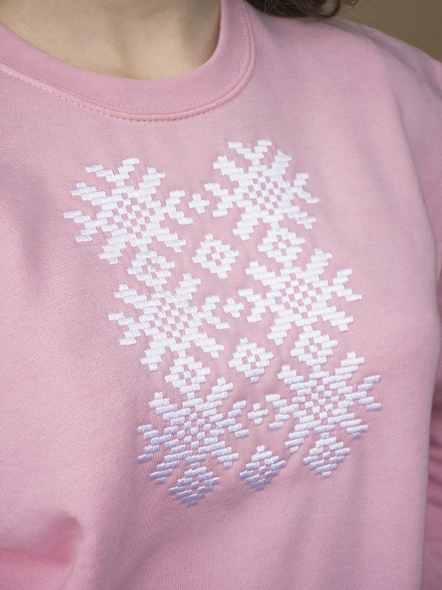Подростковый розовый свитшот с белой вышивкой "Ярыла" 