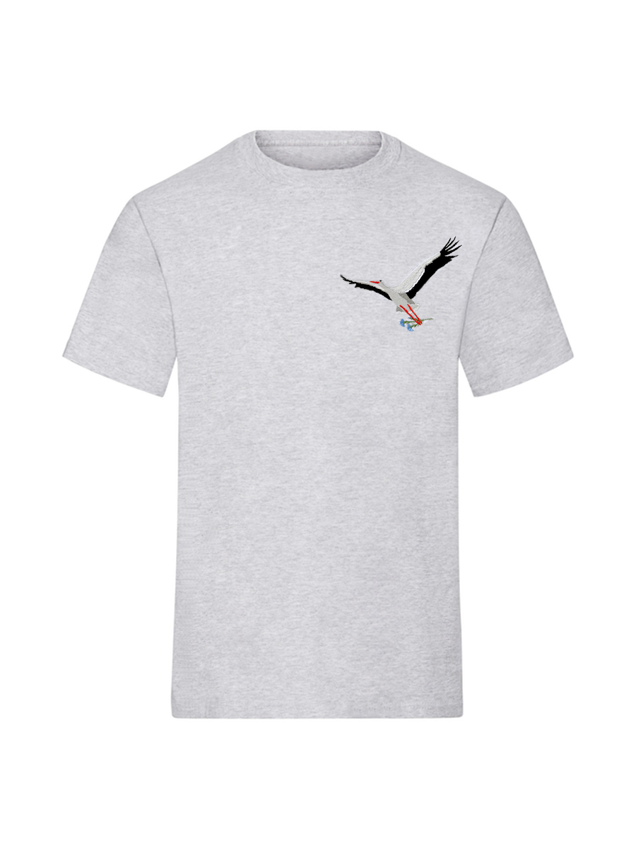Мужская серая футболка с вышивкой "Аист"