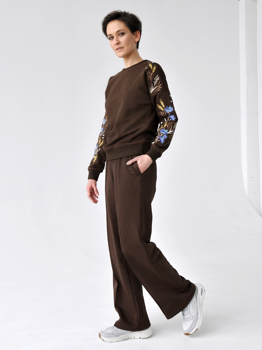 Брюки-палаццо женские шоколадные