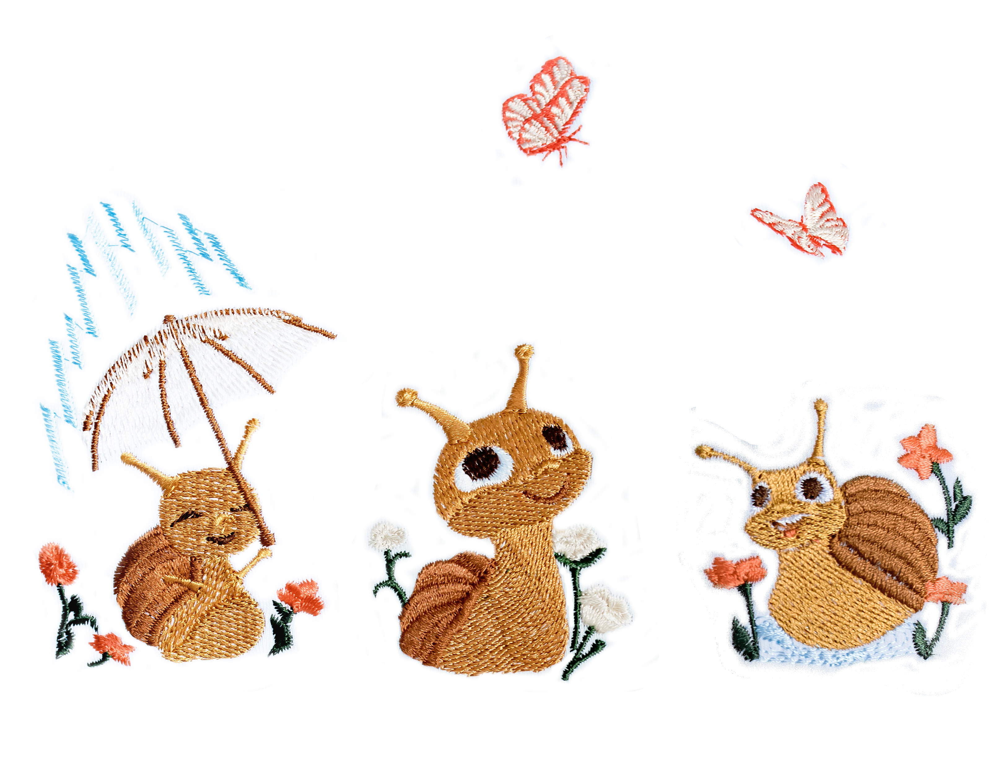 Детская футболка белая с вышивкой "Улиточки"