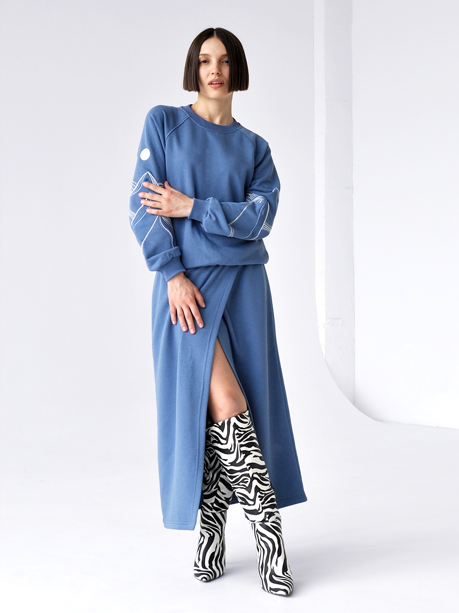 Юбка женская с запахом джинсового цвета