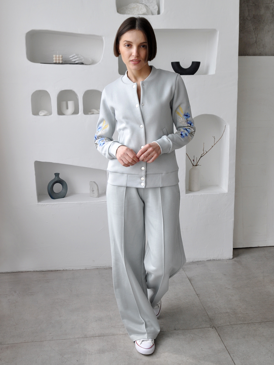 Брюки-палаццо женские светло-серые