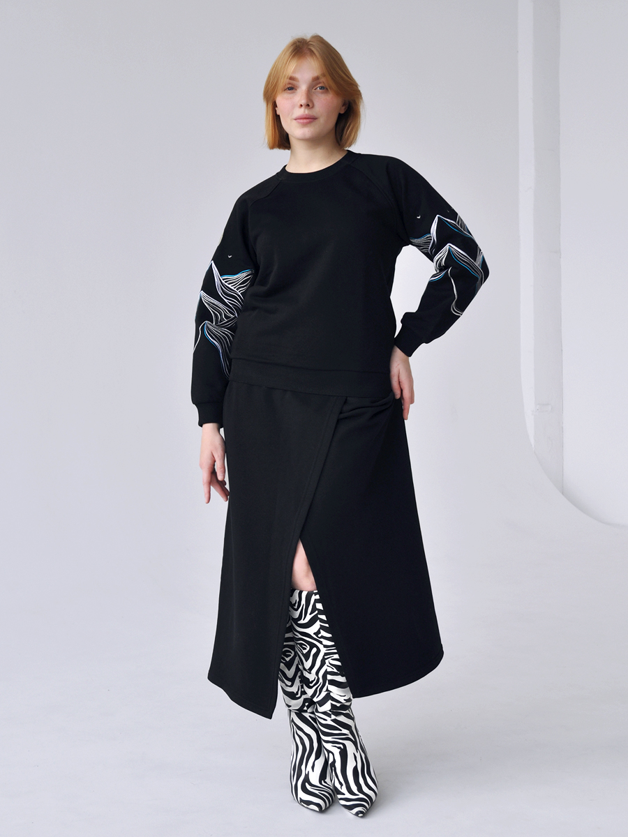 Юбка женская с запахом черного цвета