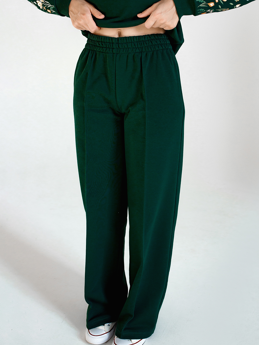 Брюки-палаццо женские изумрудные 