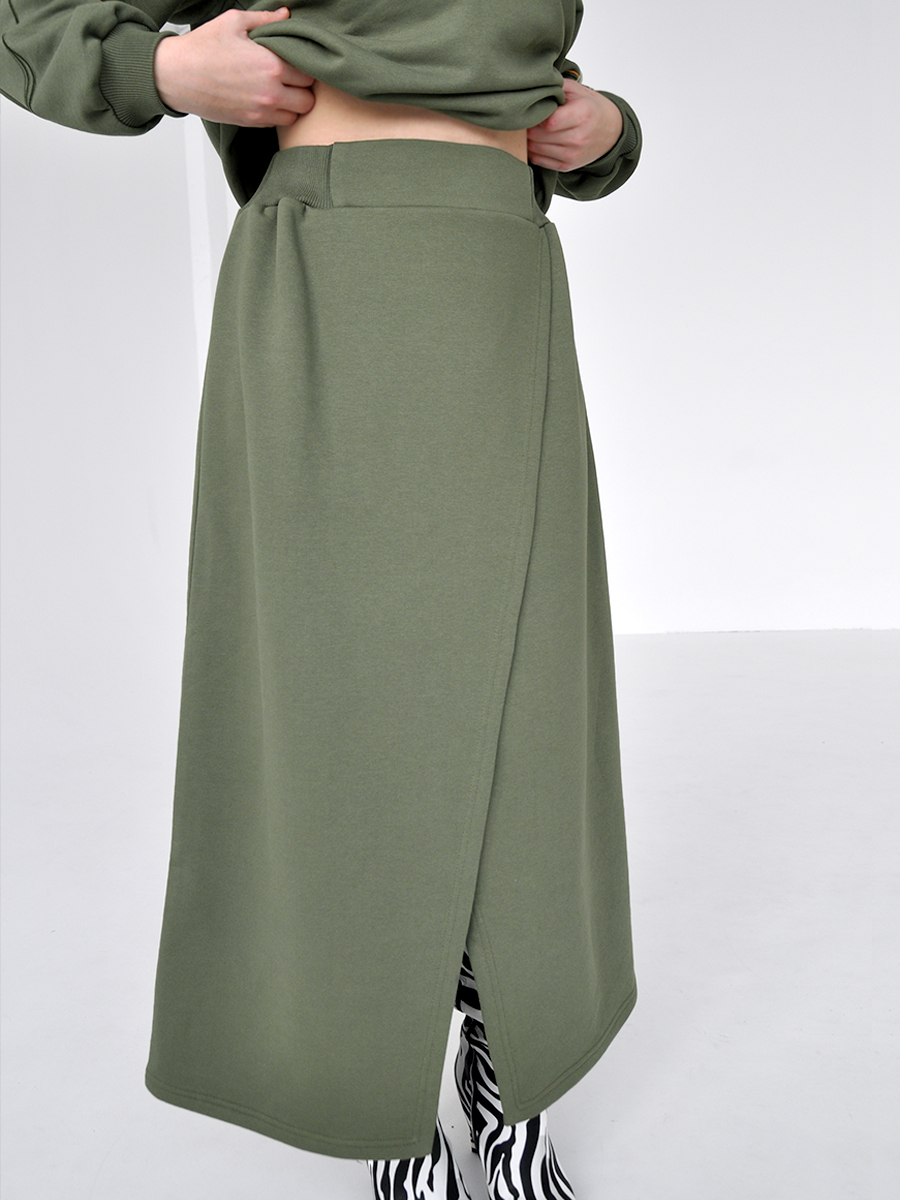 Юбка женская с запахом цвета хаки