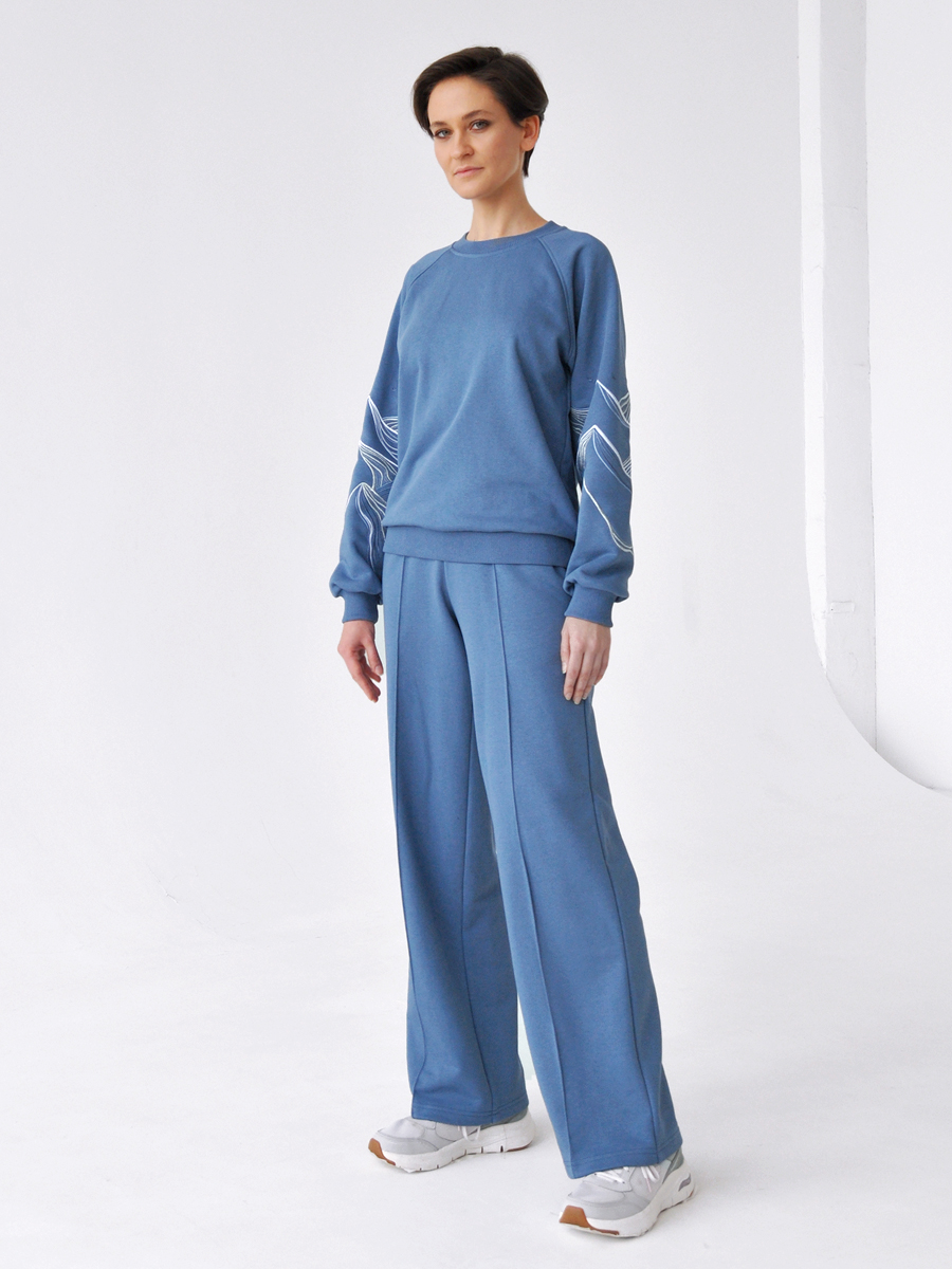 Брюки-палаццо женские джинсового цвета 