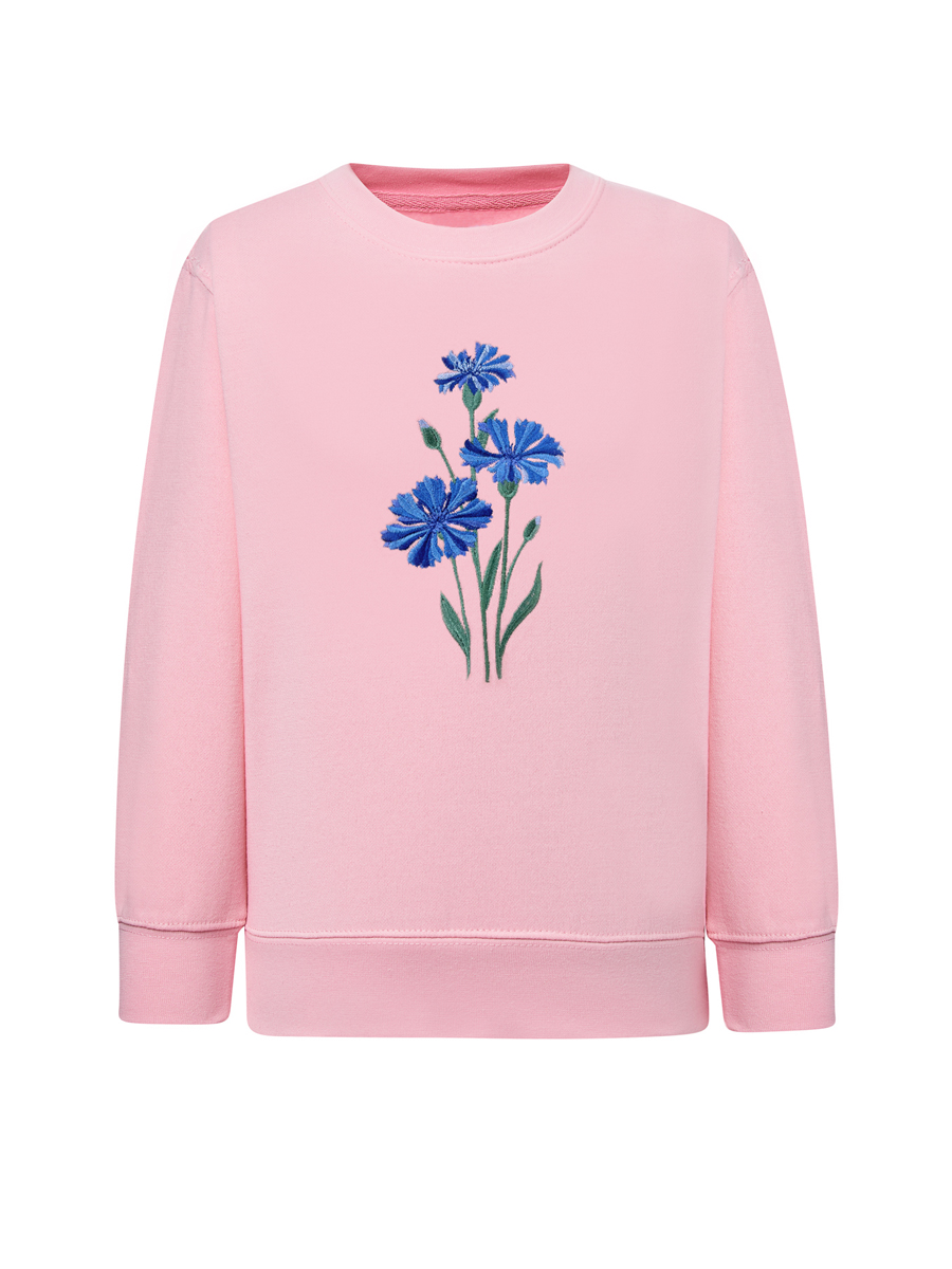 Детский розовый свитшот с вышивкой "Василек" 