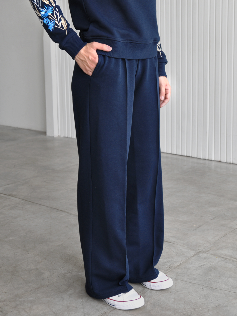 Брюки-палаццо женские темно-синие