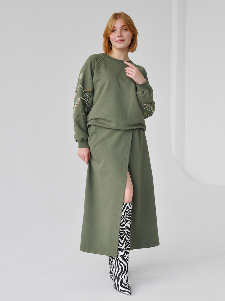 Юбка женская с запахом цвета хаки