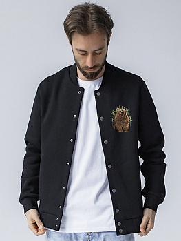 Бомбер мужской черный с вышивкой "Медведь"