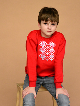 Детский красный свитшот с белой вышивкой "Ярыла" 