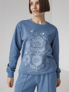 Женский свитшот джинсовый с вышивкой "Дрэва жыцця"