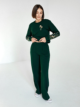 Брюки-палаццо женские изумрудные 