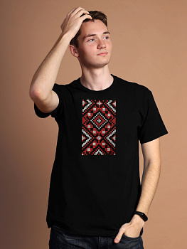 Мужская футболка черная с красно-белой вышивкой "Багацце"