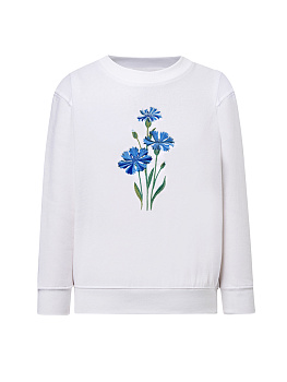 Детский белый свитшот с вышивкой "Василек" 