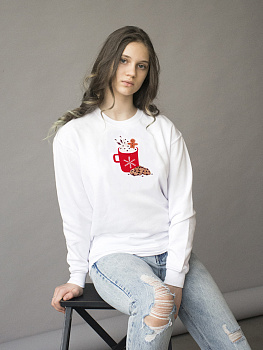 Подростковый белый свитшот с вышивкой "Какао"