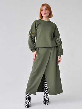 Юбка женская с запахом цвета хаки