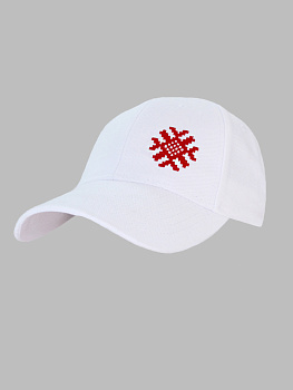Белая бейсболка с красной вышивкой "Ярыла" 