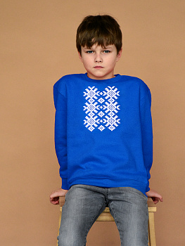 Детский васильковый свитшот с белой вышивкой "Ярыла"