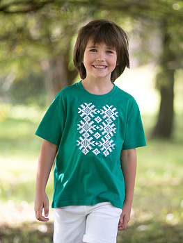 Детская футболка ярко-зеленая с белой вышивкой "Ярыла"