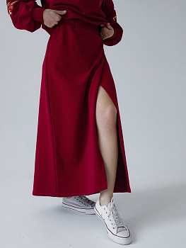 Юбка женская с запахом винного цвета