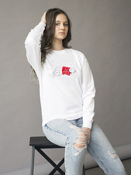 Подростковый белый свитшот с вышивкой "Северный Мишка"