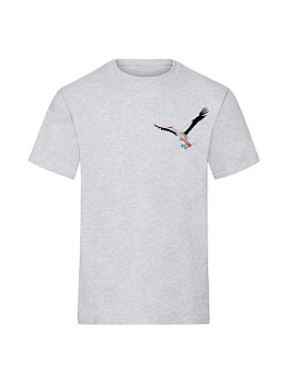Мужская серая футболка с вышивкой "Аист"