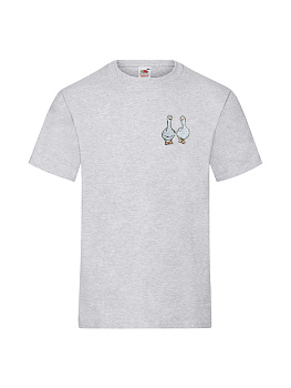 Мужская футболка серая с вышивкой "2 гуся"