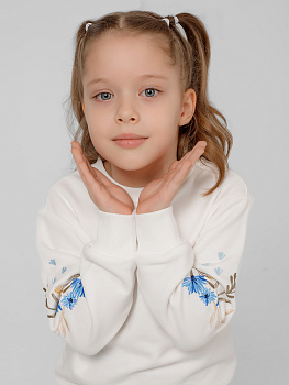 Детский молочный свитшот с вышивкой "Валошкі ў каласах"