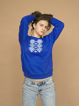 Подростковый васильковый свитшот с белой вышивкой "Ярыла"