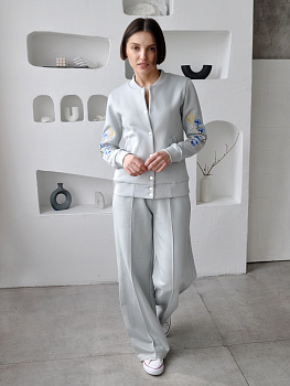 Брюки-палаццо женские светло-серые