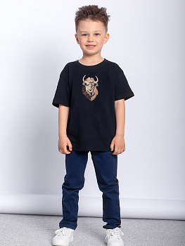 Детская футболка черная с вышивкой "Бизон"